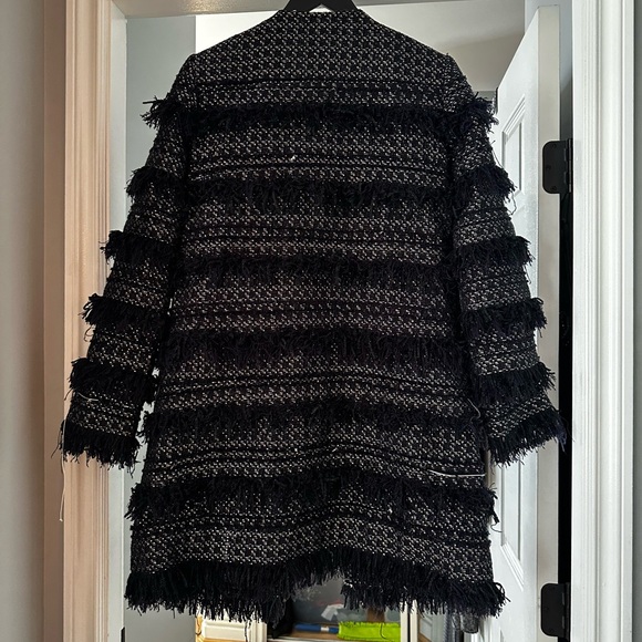 Club Monaco Navy Fringe Tweed Peacoat - Picture 3 of 4